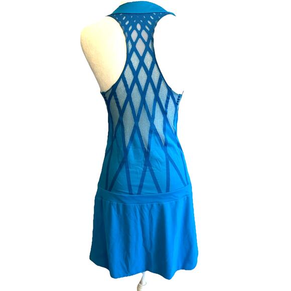 Adidas Mesh Tennis Dress Cowl Neck Sheer Geo Print Ana Ivanovic 2014 Aus Open M - Picture 2 of 12
